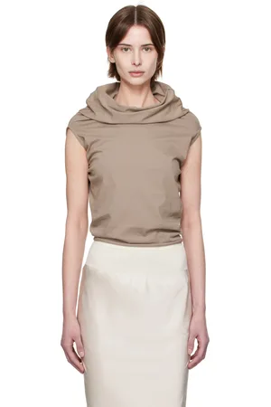 Rick Owens Taupe Hollywood Jersey Shroud Top