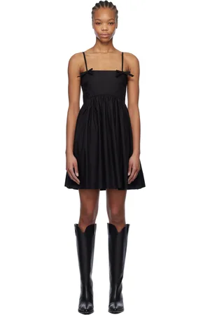 Ganni Black Cotton Poplin Strap Minidress