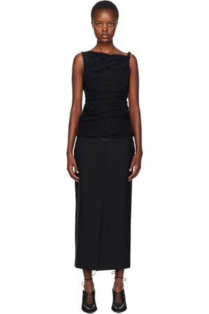 Helmut Lang Black Twisted Asymmetric Tank Top