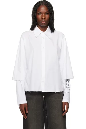 Maison Margiela White Poplin & Jersey Long-Sleeved Shirt