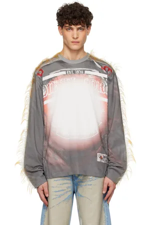 Diesel Gray T-Crane LS-Fur T-shirt