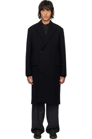 Auralee Navy Sponge Wool Melton Chesterfield Coat