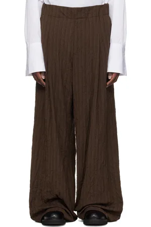 DRIES VAN NOTEN Brown Pleated Trousers