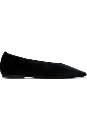 Totême Black Minimalist Velvet Ballerina Flats