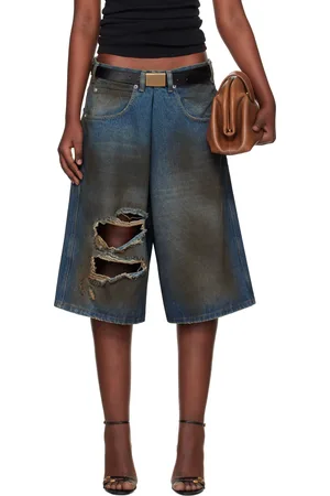 LU’U DAN Blue Kriss Kross Denim Shorts
