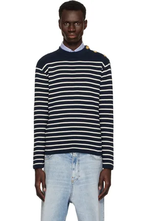VALENTINO Navy & White Striped Sweater