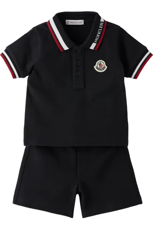 Moncler Baby Navy Logo Patch Polo & Shorts Set