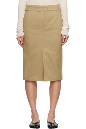 Maison Margiela Tan Skater Chino Midi Skirt
