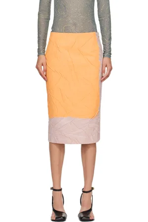DRIES VAN NOTEN Pink & Orange Printed Midi Skirt