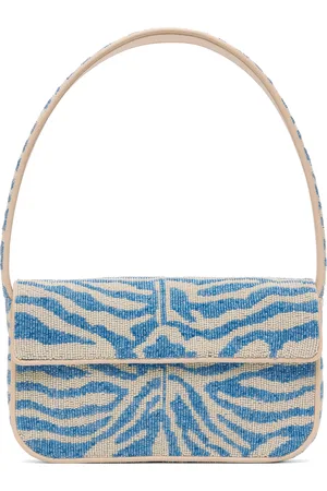 Staud Blue & Off-White Tommy Beaded Bag