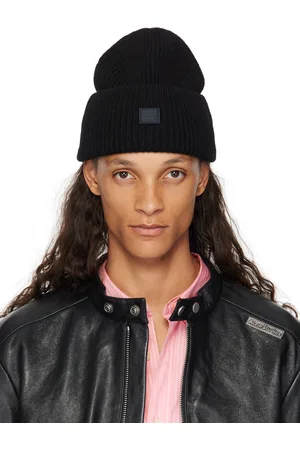 Acne Studios Black Small Face Logo Beanie
