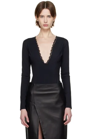 FLEUR DU MAL Black Margo Lace Long Sleeve Bodysuit