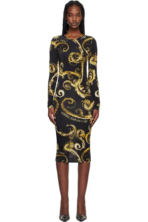 VERSACE Black Barocco Midi Dress