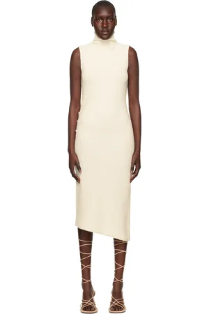 Helmut Lang Off-White Turtleneck Midi Dress