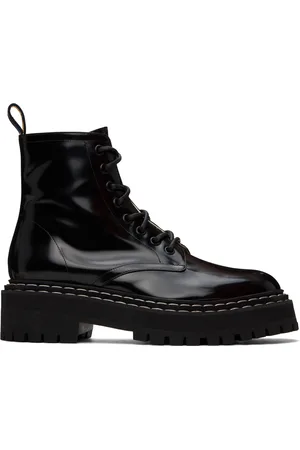 Proenza Schouler Black Lug Sole Lace Up Boots
