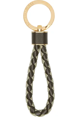 Bottega Veneta Khaki & Green Intreccio Keychain