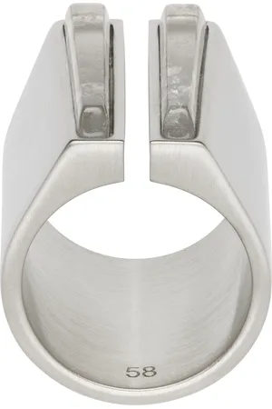 Rick Owens Silver Hollywood Open Beveled Crystal Ring