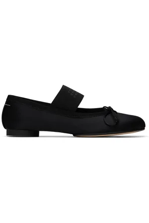 Maison Margiela Black Satin Anatomic Logo Ballerina Flats