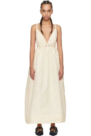 Ganni Off-White Stripe Strap Maxi Dress