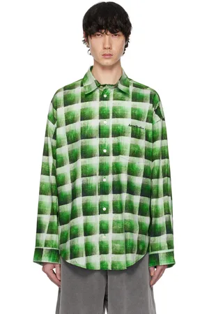 Acne Studios Green Check Button-Up Shirt