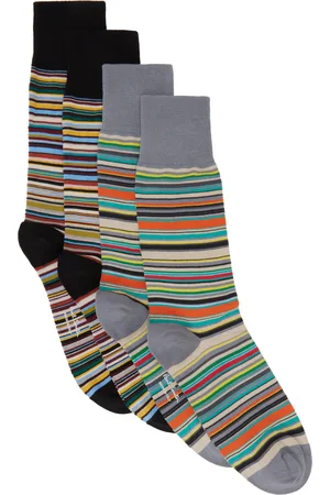 Paul Smith Two-Pack Gray & Black Signature Stripe Socks