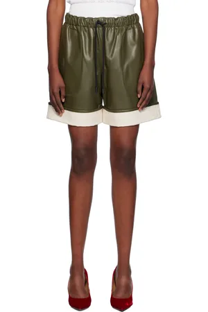 J.W.Anderson Green Contrast Hem Leather Shorts