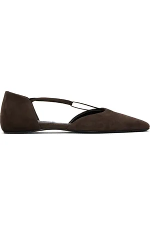 Totême Brown Suede T-Strap Ballerina Flats