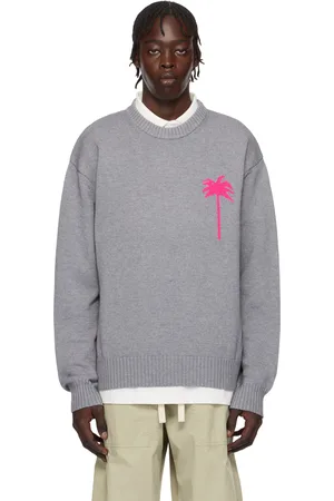 Palm Angels Gray Palm Inlay Knit Sweater