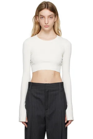 MARIA MCMANUS White Cropped Long Sleeve T-Shirt