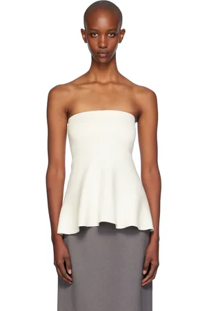 The Frankie Shop Off-White Agathe Knit Bustier Top