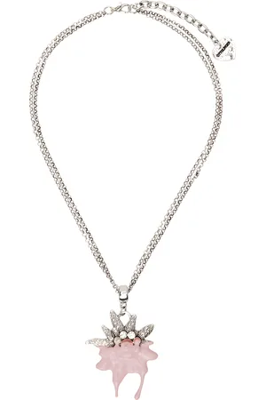 OTTOLINGER Silver & Pink Dipped Edelweiss Necklace