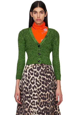 Ganni Green Cropped Cardigan