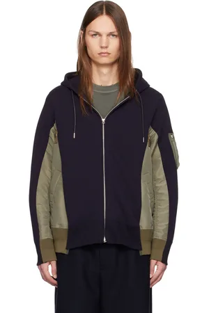 SACAI Navy & Khaki Paneled Hoodie