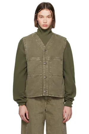 LEMAIRE Khaki Garment-Dyed Denim Vest