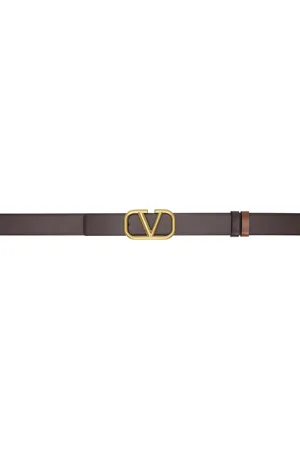 VALENTINO GARAVANI Brown & Tan VLogo Signature Reversible Belt