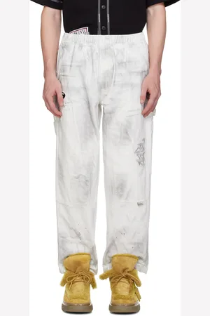 A Bathing Ape White Embroidered-Logo Jeans