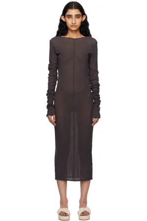 Issey Miyake Brown Karami Midi Dress
