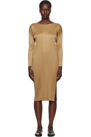 PLEATS PLEASE ISSEY MIYAKE Beige Monthly Colors December Midi Dress