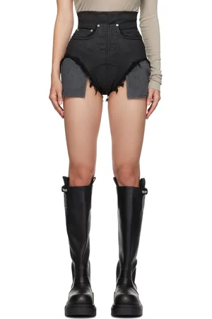 Rick Owens Black Porterville Dirt Cutoffs Denim Shorts