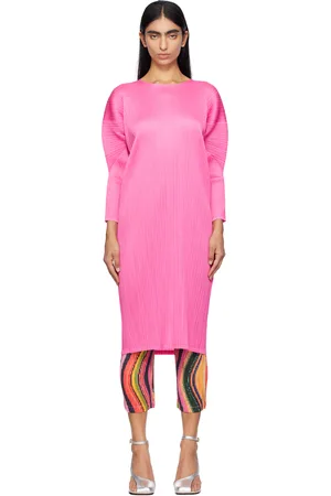 PLEATS PLEASE ISSEY MIYAKE Pink Monthly Colors October Midi Dress