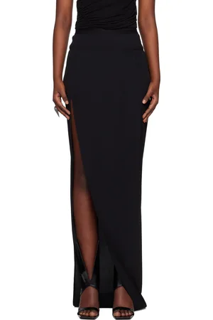 Rick Owens Black Hollywood Cocoon Crepe Slit Maxi Skirt
