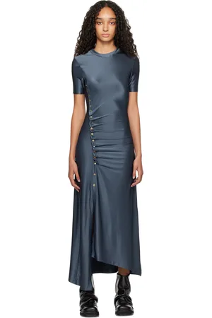 Paco rabanne Gray Long Gathered Midi Dress
