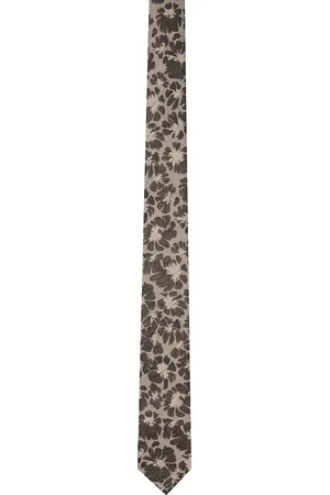 DRIES VAN NOTEN Brown Jacquard Silk Tie