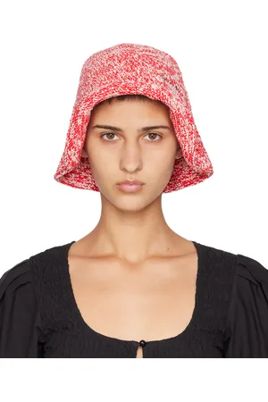 Ganni Red & White Crochet Bucket Hat