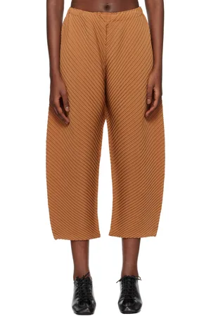 Issey Miyake Brown Vigor Pleats Solid Trousers