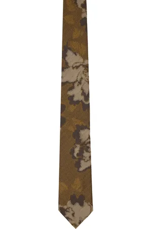 DRIES VAN NOTEN Khaki Printed Tie