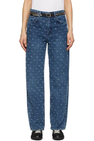 RAG&BONE Blue Shea Textured Ankle-Length Relaxed Straight Jeans