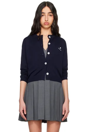 Shushu/Tong Navy Logo-Stitch Knit Cardigan