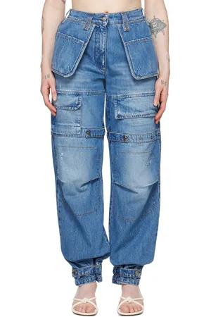 Msgm Indigo Oversized Denim Cargo Pants