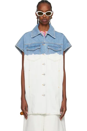DRIES VAN NOTEN SSENSE Exclusive Blue & Off-White Vassie Denim Vest